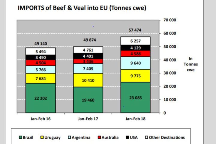 Statistika – import hovězího a telecího masa v tunách – import hovězích produktů do EU
