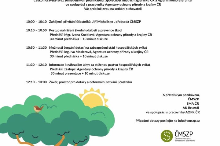 Pozvánka – setkání „Chovatelé a vlk: jak na prevenci, škody a podporu“ (19. 11. 2025, Bruntál)